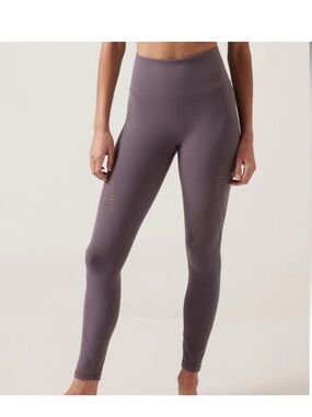 Athleta Elation Lasercut Tight Legging in Mauve Gray